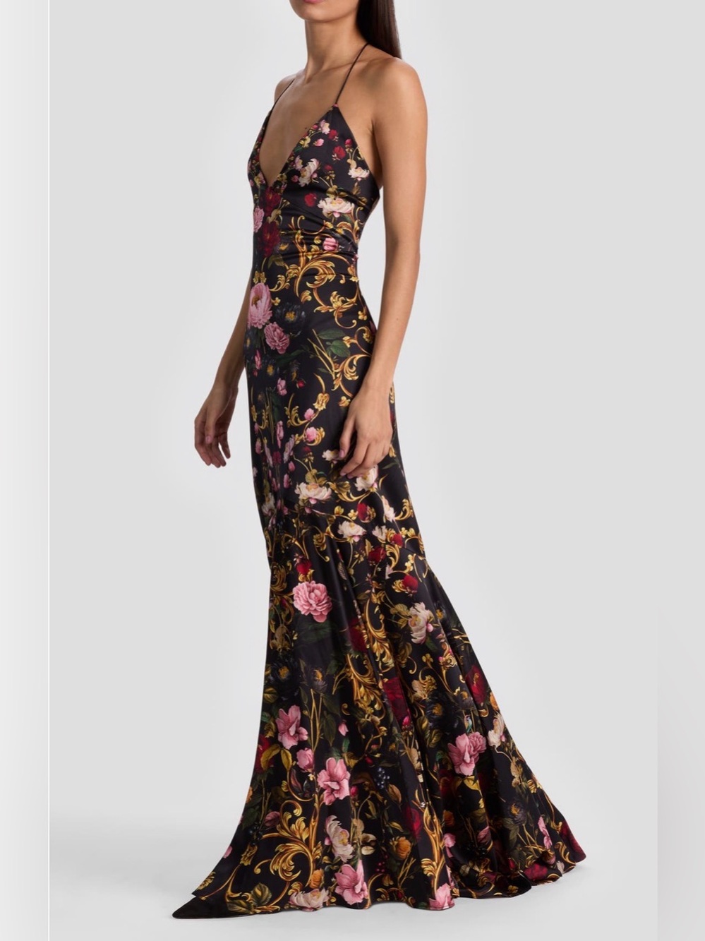 Alice + Olivia Milta Floral Mermaid Satin Slip Maxi Dress size 10 - Picture 3 of 14